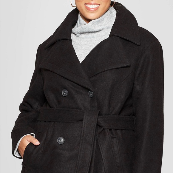 EUC Ava & Viv Black MACHINE WASHABLE Pea Coat! 🖤🧺 - Picture 2 of 3